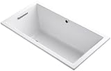 KOHLER 1130-W1-0 Underscore 60-Inch x 32-Inch Drop-In Bath with Bask Heated Surface, White [並行輸入品]