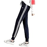 [Muxuryee] ジャージ レディース 下 サイドライン ジョガーパンツ スポーツウェア レディース スウェット カジュアル 1849NV M