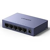 UGREEN スイッチングハブ 5ポート Giga対応 LANハブ 10/100/1000Mbps ギガビット WEB管理 VLAN機能搭載 6VK サージ保護 コンパクト 音ファンレス 省電力 壁掛け対応 プラグ＆プレイ 金属筐体