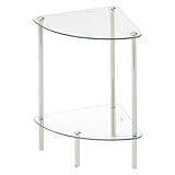 ガラスラック (コーナー) 【シルバーとクリアガラスの組み合わせがお洒落♪】 2段