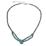 Emulilly ウエスタン ティアドロップ ビーズチョーカー ナバホ, 16 inch + 2 inch Ext, 金属, N,