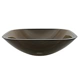 Kingston Brass 1/2 Square Temper Glass Brown Vessel Sink 16 1/2x16 1/2x5 1/4 by Kingston Brass