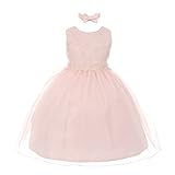 雨キッズベビーガールズBlush FloralトリムオーガンジーフラワーガールEasterドレス6 – 24 m カラー: ピンク