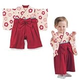 ＣＴＶshop（シーティーブイショップ）オリジナルしおり付きの子 着物 和装 カバーオール ベビー服 ロンパース フォーマル 入学式 発表会 結婚式 七五三　女の子に (90, 赤)