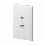 Leviton 5EA20-M2W QuickPlate, 1 Data Port, and 1 F-Connector, White [並行輸入品]