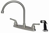 Plumb Usa – 8 "キッチンデッキ蛇口、サテンニッケル仕上げ、無水式