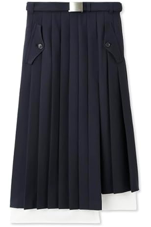 新品　リリーブラウン　ステップヘムスリットプリーツスカート　ネイビー LILY BROWN (セール50%OFF) Lily Brown /リリーブラウン