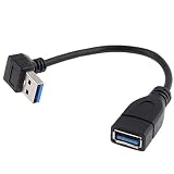 chenyang ダウンアングル 90度 USB 3.0 A オス - メス 延長 30cm ケーブル 5Gbps