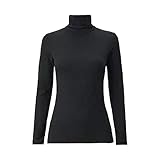 Plus Nao(プラスナオ) Tシャツ カットソー カップ付き ブラトップ プルオーバー 長袖 ハイネック タートルネック シンプル 無地 あったか M ブラック