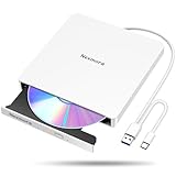 【2024革新型・高速USB3.0対応】 CD DVDドライブ 外付け 静音 DVDプレーヤー 外付けDVDドライブ USB3.0＆Type-C両接続 読取/書込可 CDプレーヤー バスパワー駆動 外付けCDドライブ 軽量 薄型 光学ドライブ 外付け CDドライブ Mac PC パソコン Windows11対応 Windows10/8/7XP 外付け CD DVD ドライブ (ホワイト)