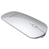 FENIFOX Bluetooth マウス 無線, 静音 ワイヤレス 小型 ブルートゥース 充電式 薄型 Type-c 軽量 持ち運び 小さい ミニ 可愛い かわいい コンパクト Mouse 対応 Mac iPad Macbook パソコン PC スマホ タブレット Laptop Computer用 - 銀白