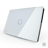 米国/ AU標準スマートホーム、ホワイトガラスパネル調光スイッチ、ライトホーム1ギャング1 Way vl-c301d-81