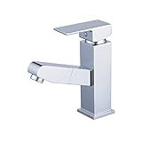 Hiendure ブラス真鍮（黄銅）クロム シングルレバー ワンホール 洗面所用水栓 (クロム)