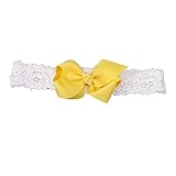 Lovoski 赤ちゃん　レース　ちょう結び　写真撮影　小道具　ヘアバンド　ヘッドバンド　全9色選べる - 黄色