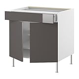 IKEA(イケア) FAKTUM アブストラクト グレー 80 cm 79890372 ベースキャビネット/ 棚板/引き出し/扉2枚付、アブストラクト グレー