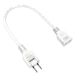 KOZUMUWAN 電源タップ ACアダプタ用電源延長コード 1個口 ホワイト トラッキング火災予防絶縁キャップ付きスイングプラグ 延長コード 屋内用 フリープラグ 180度回転プラグ 2ピンプラグ接続可能 メス-オス (30cm, ホワイト)