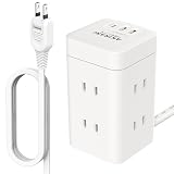 電源タップ タワー PD20W急速充電 usb付き 6個AC 2USB-A 1Type-Cポート 延長コード 1m mini型 雷ガード マルチタップ 蛸足 タコ足 (6個口)ホワイト