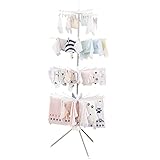 HRS ピンチ付き 室内 パラソル 物干し スタンド 4段 直径約80cm 高さ調節可能 折りたたみ収納 （ピンチハンガー／1段 タオルハンガー／3段）