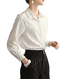 [YASHIGE] ブラウス ワイシャツ カッターシャツ レディース ドレスシャツ 長袖 無地 通勤 就活 オフィス 事務服 ビジネス ユニフォーム ノーアイロン 形態安定 ストレッチ 新生活 ホワイト S