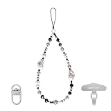 [NASSIA] ストラップ スマホ 手首 落下防止 携帯 ハンドストラップ 装飾 スマホ小物 全機種対応 (ブラック×シルバー)