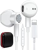 MFi認証済 iPhone 用 イヤホン 有線 マイク付き 純正 Lightning ライトニング イヤフォン インナーイヤー 型 テレワーク ノイズキャンセリング iPhone 14/14 Pro/14 Pro Max/Plus/13/12/11/X/XR/XS/XS Max/8/8P/7/7P/iPad/ipodと互換性があり 磁気 重低音 通話対応 リモコン付き ケース付き 白