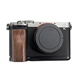 Sony 用 A7C 用 Sony A7C 専用 カメラウッドグリップ 高級檀木材 木製ハンドル メタルベース L型グリップ ハンドメイド カメラケージ 電池交換可能 (A-赤茶色+ブラック)