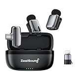 ZealSound miniワイヤレスマイク ピンマイク ワイヤレス 超軽量5g ノイズ低減 プラグ＆プレイ Phone 16/15シリーズ対応 360°集音 33時間連続使用 伝送距離100m USB-C/Lightning クリップ式 ASMR/Vlog撮影/動画配信/生放送等に対応 収納充電ケ