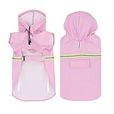 Enkarl レインコート 犬 ポンチョ 小型犬 中型犬 大型犬用 ペットレインコート 犬服 カッパ 梅雨の日 お散歩用 ドッグウェア 反射テープ付き 通気 軽量 犬用ポンチョ 雨服 雨具 (2XL(背丈45cm), ピンク)