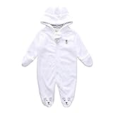 杜屋トヤ　子供服　ベビー　長袖ロンパース　ボディースーツ　スリーパー　ルームウェア　無地　ジッパー　フード付き　足つき　前開き　クマの耳　足つき　かわいい　防寒　秋　冬　カジュアル　遊び　お出かけ　プ