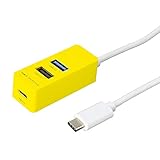 Digio2 Type-C USB3.0+2.0 3ポートハブ 120cm イエロー Z4078
