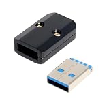 CY コネクタ USB 3.0 タイプ A オス プラグ コネクタ はんだ付けタイプ アルミ合金シェル付き ブラック カスタマイズ 6.0mm ケーブル用