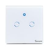 Sonoff T1スマートWiFi RF APPタッチコントロール壁ライトスイッチ 2 Gang 86タイプUKパネルスマートホーム