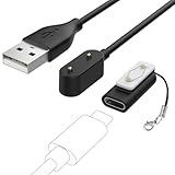 【1+1セット】 MoKo Huawei Band 11 11Pro 10 9 8 7 6用充電ケーブル 1m（1個）+ 変換アダプター I型 Type-C対応（1個）ファーウェイバンド11 11Pro 10 9 8 7 6/ HuaweiWatch fit3/2 に対応 ストラップ付き 紛失防止 充電器 TPU 急速充電