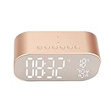 時計付きラジオ、家庭用スピーカー付きHDデジタル目覚まし時計付きラジオ ゴールド