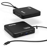 Plugable 7-in-1 USB-C ドッキングステーション デュアル HDMI 対応、Windows、Mac システム用 - USB4 Thunderbolt または USB-C ポート接続、100W PD、HDMI x2、USB-C x1、ギガビット・イーサネット x1、USB 3.0 x1、SD カード x1
