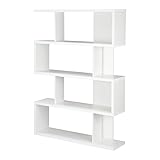 オープンラック スリム 4段 S型 シェルフ 飾り棚 オープンシェルフ 本棚 ディスプレイラック ホワイト