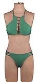 Florataレディースビキニセットホルターネックパッド入りブラタンキニカットアウトスタイルスイムウェアビーチウェア カラー: グリーン