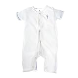 little pharo 100% Extra-Long Staple Egyptian Cotton Short-Sleeved Romper (ivory with blue piping, si
