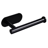 AMBER RAY トイレットペーパーホルダー 紙巻器 タオル ステンレス 簡単設置 ペーパーディスペンサー (ブラック, 貼付式)