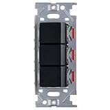 スガツネ工業 埋込トリプルスイッチ AC300V 15A ソフトブラック PXP-J-NKW03008-SB