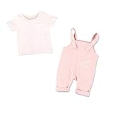 夏　秋　初春　ベビー服　半袖　ロンパース　ロングサロペット 女の子　 男の子　 肩ボタン ２点セット（上着＋ロングパンツ）　コットン　ピンク　9－12M