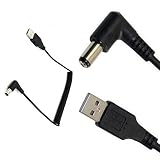 AKNPMHT USB2.0オスからDC5.5mm x 2.1mm90度オス電源ケーブル、DCコイル状スパイラルケーブル DCクコンバータ電源接続ケーブル 1.5M