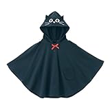 [ベルメゾン] ポンチョ ガールズ ボーイズ フードが取り外せる ハロウィン フード付き トップス ブラック（クロネコ） 140-150