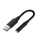 USB イヤホンジャック 変換アダプタ USB オーディオ 変換アダプタ 外付け サウンドカード DAC搭載 USB to 3.5mm 変換ケーブル 外付け サウンドカード 3極/4極 プラグアンドプレイ 音声通話 for Windows/Mac OS/Linux/for Chromebook/for PS4-5など 0.2m (ブラック)