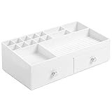 InterDesign 化粧品 小物 収納ボックス オーガナイザー 引き出し付き Clarity ホワイト 37462EJ