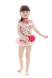 EISOON キッズ水着 女の子 子供 ファッション温泉 キッズ水着 スイムウェア スカート ベビー水着 ワンピース水着 帽子付き レッドの花