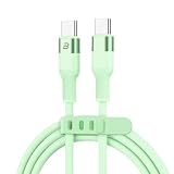 BASETEC シリコン充電ケーブル Type-C to Type-C Light 1.5m 【急速充電対応】 高耐久・やわらか素材 USB-Cケーブル Phone16 15 Android Pad ノートPC対応 充電コード 充電器 (65W, グリーン, 1.5m)