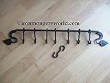 Ironmongery World Black Antique Iron Blacksmith Hand Made Forged Kitchen S Hook Pot Pan Rack Rail