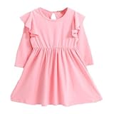enchante petit(アンシャンテ プティ) キッズ 子供 バックリボン付肩フリル長袖ワンピース ≪全10色≫ 100cm #ライトピンク