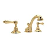 Rohl A1408LMIB-2 Country Bath Viaggio Widespread Lavatory Faucet with Metal Levers Pop-Up and C Spou